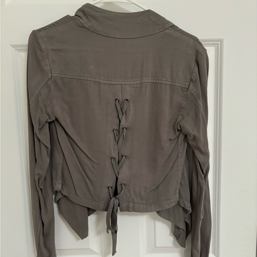 Vintage Taupe Lace-Up Jacket